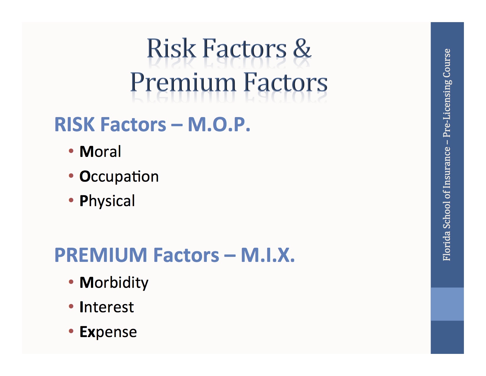 23 Risk Factors and Premium Factors