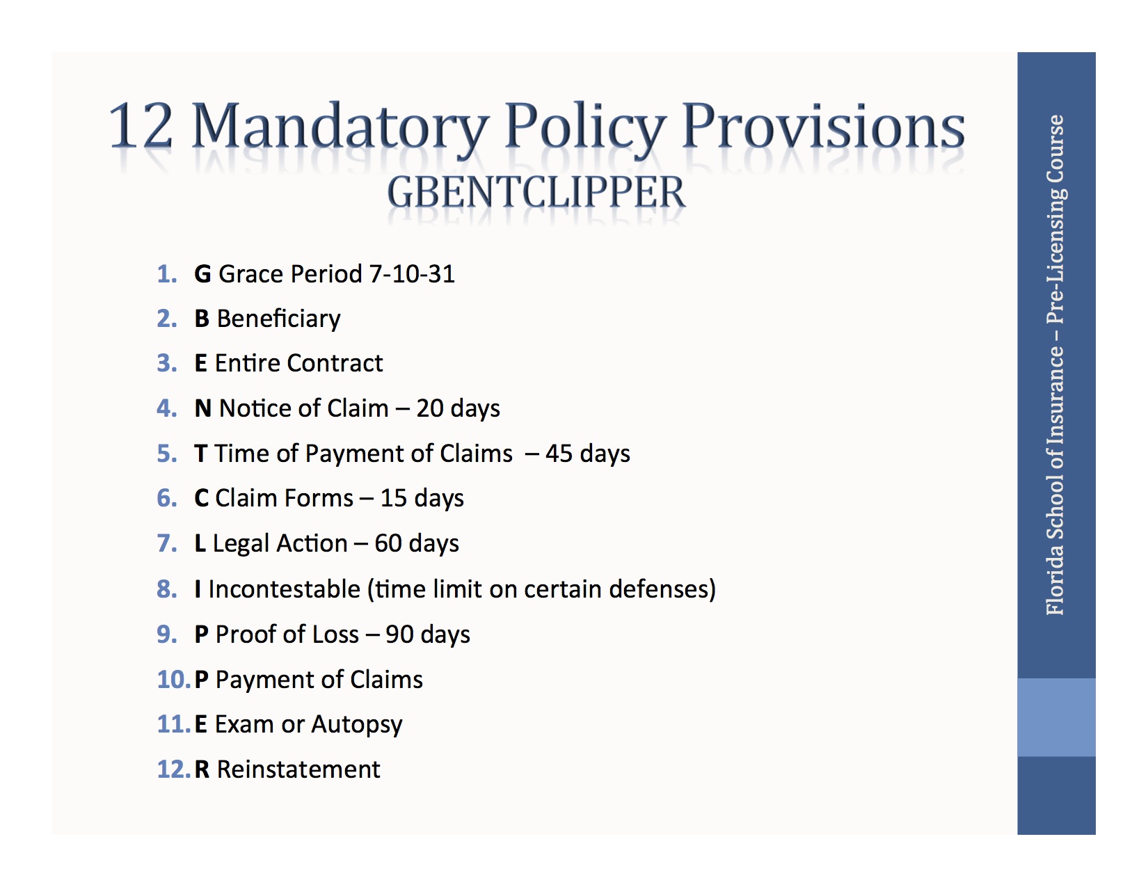 12 Mandatory Policy Provisions