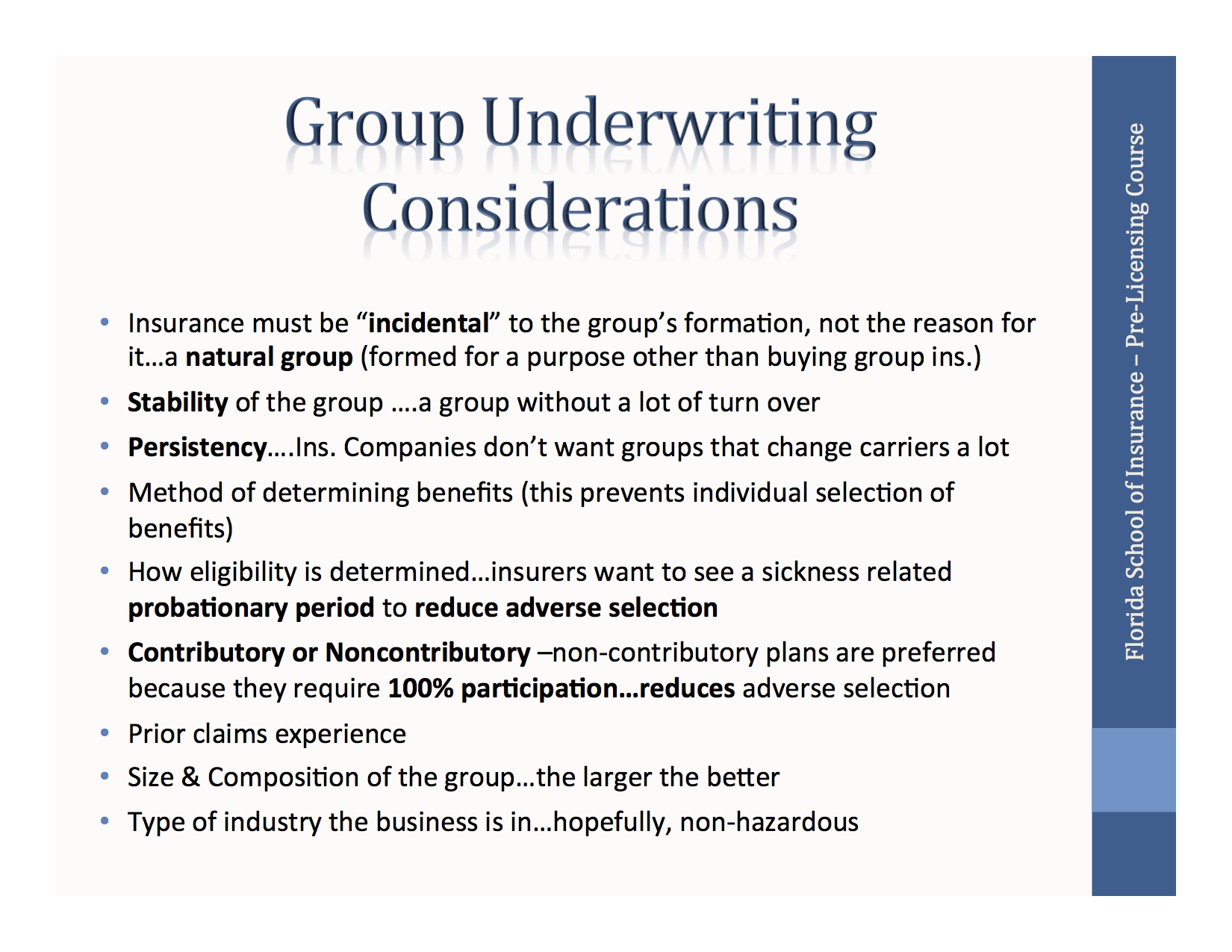 Group Underwriting Considerations