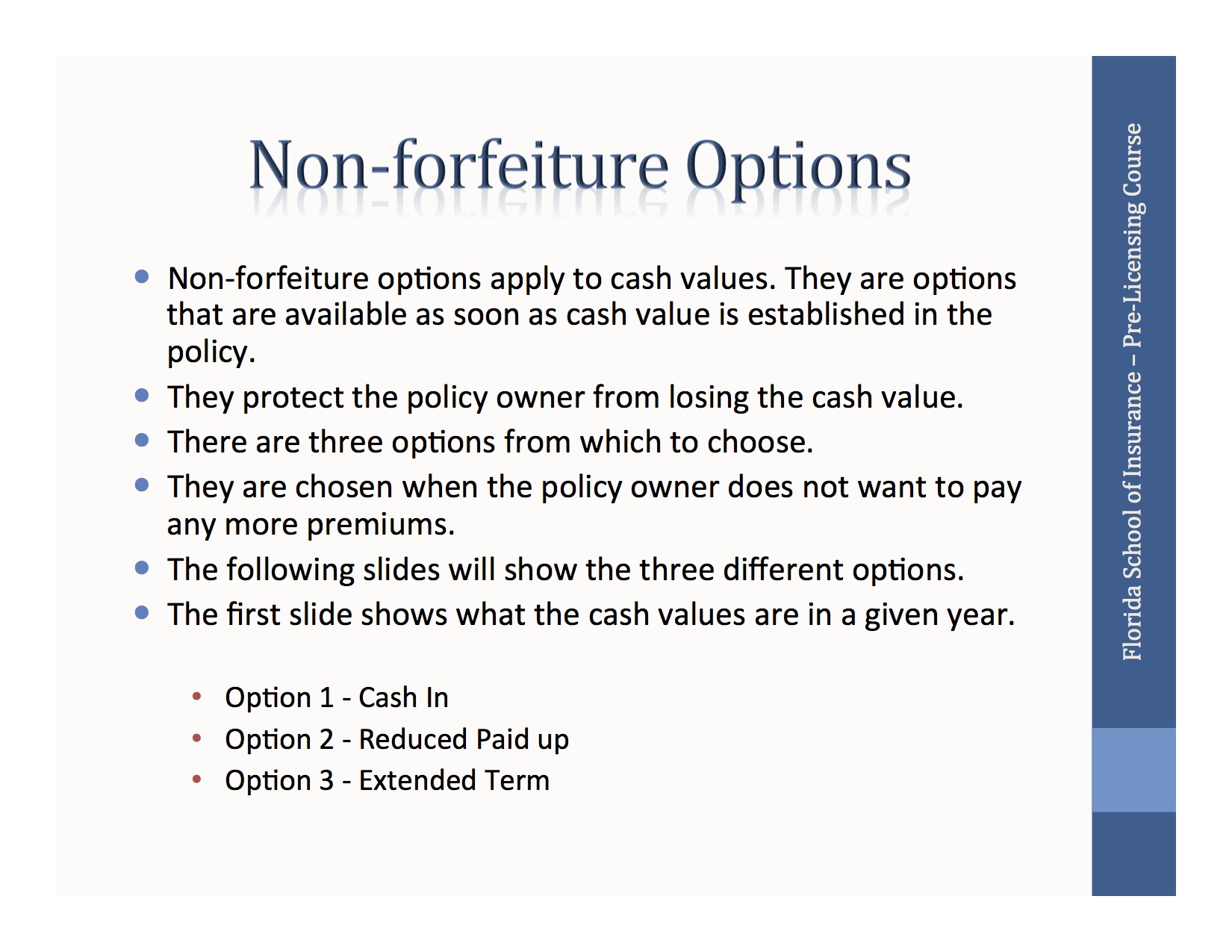 Non-forfeiture Options