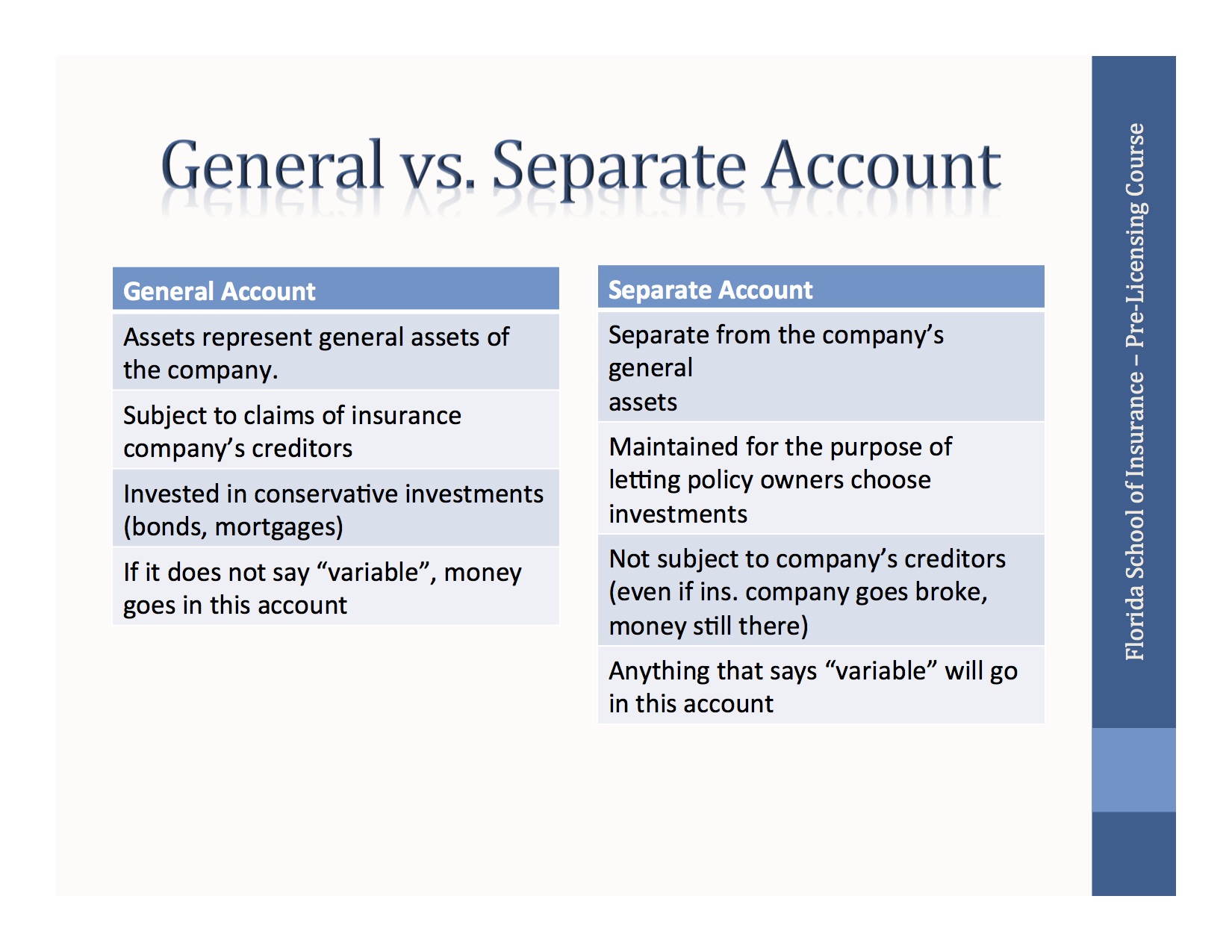 General vs Separate Accounts